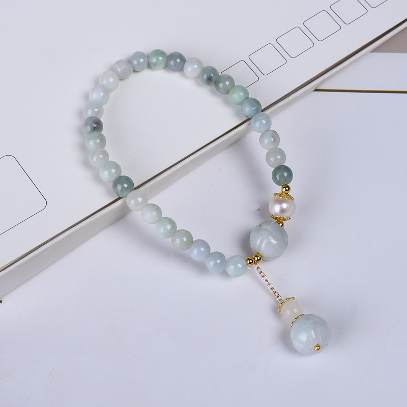 Factory wholesale jade bracelet hand-woven jade beads bracelet 6mmA goods Lotus beads bracelet live streaming welfare