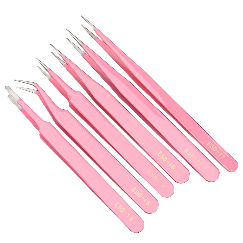 不锈钢镊子尖圆弯头DIY维修缝纫工具防静电家用夹线头镊加厚扁头