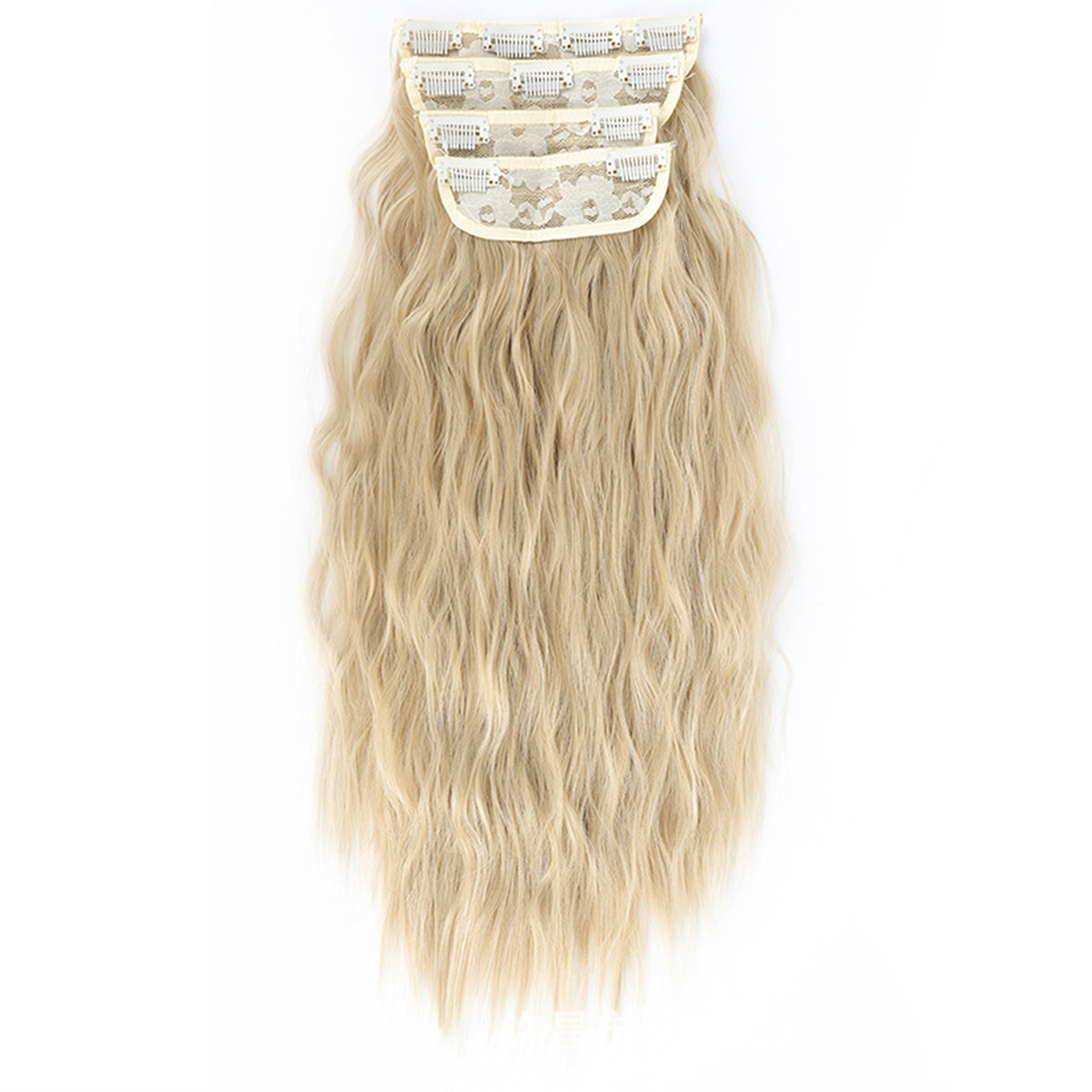 Comercio exterior transfronterizo, peluca europea y americana de cuatro piezas, extensión de cabello ondulado de agua, fibra química de simulación invisible natural, peluca rizada