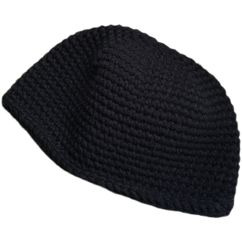 Unisex Winter warme wollen muts unisex gebreide muts dikke draad handgemaakte versieringen Baotou monniksmuts korte meloenhuid muts_voghion.com