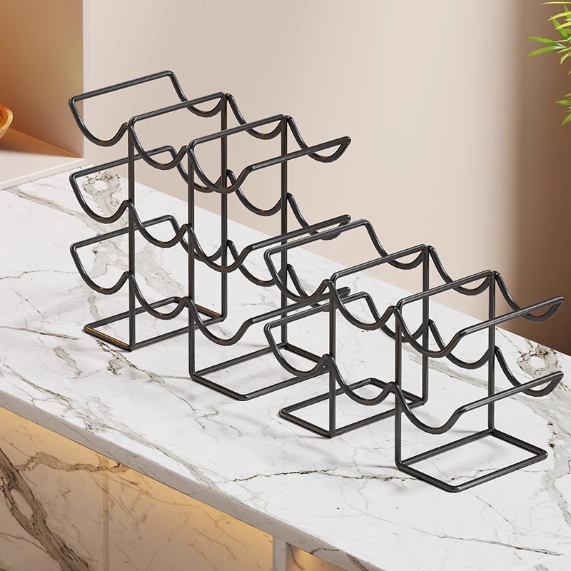 Red Wine Rack Storage Grids Household Installation-Free Wine Rack Ornaments Multi-Bottle Desktop Beer Storage Small Wine Cabinet