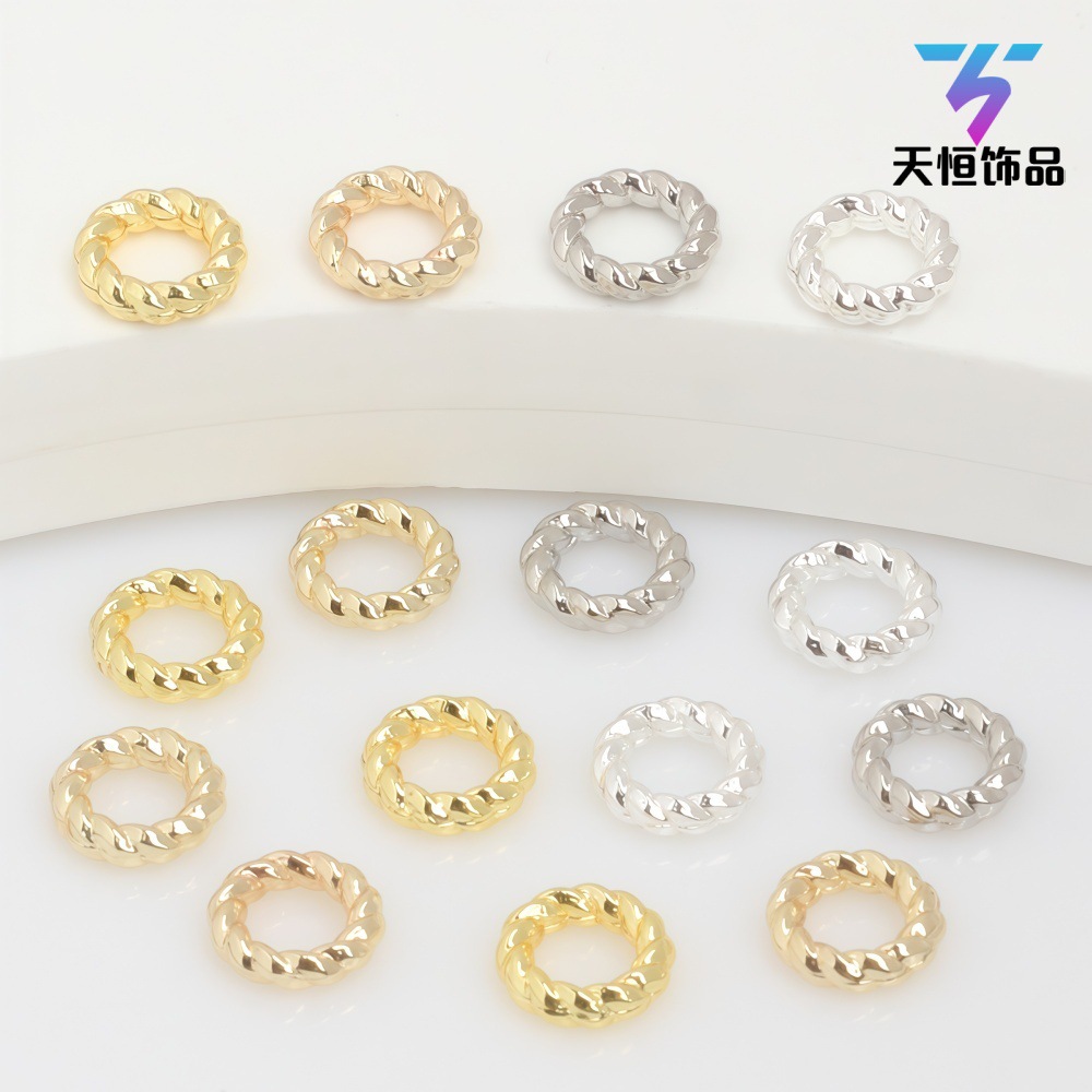 14k包金保色麻花批花实口圈 金色闭口圈diy饰品配饰 手工材料批发