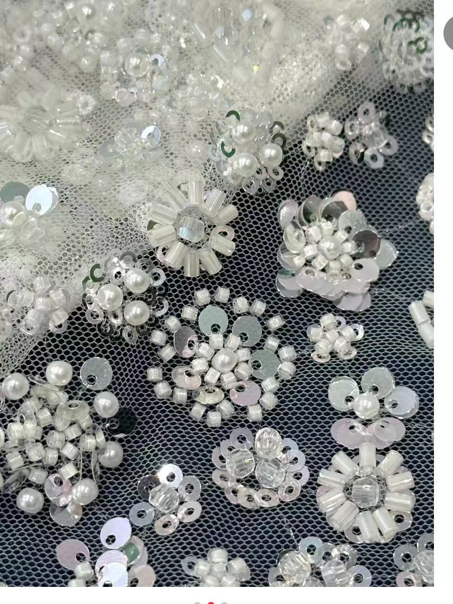 industria pesada multicolor cuentas sequillas cristal diamante tubo de cuentas bordado tela África Medio Oriente Europa América moda tela de boda