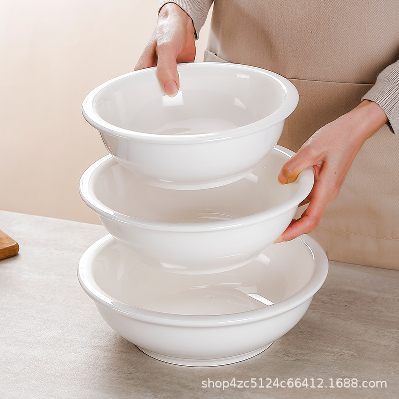 Large Ceramic Bowl for Home Use, Pure White, Large Soup Bowl, Hotel Supplies, Pot for Pickled Fish, Large Bowl and Mixing Basin, Restaurant Tableware