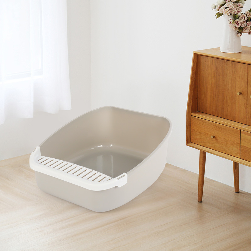 Abra la caja de arena para gatos grande inodoro extraíble para gatos antiarena suministros de limpieza para gatos con pala para gatos inodoro para mascotas