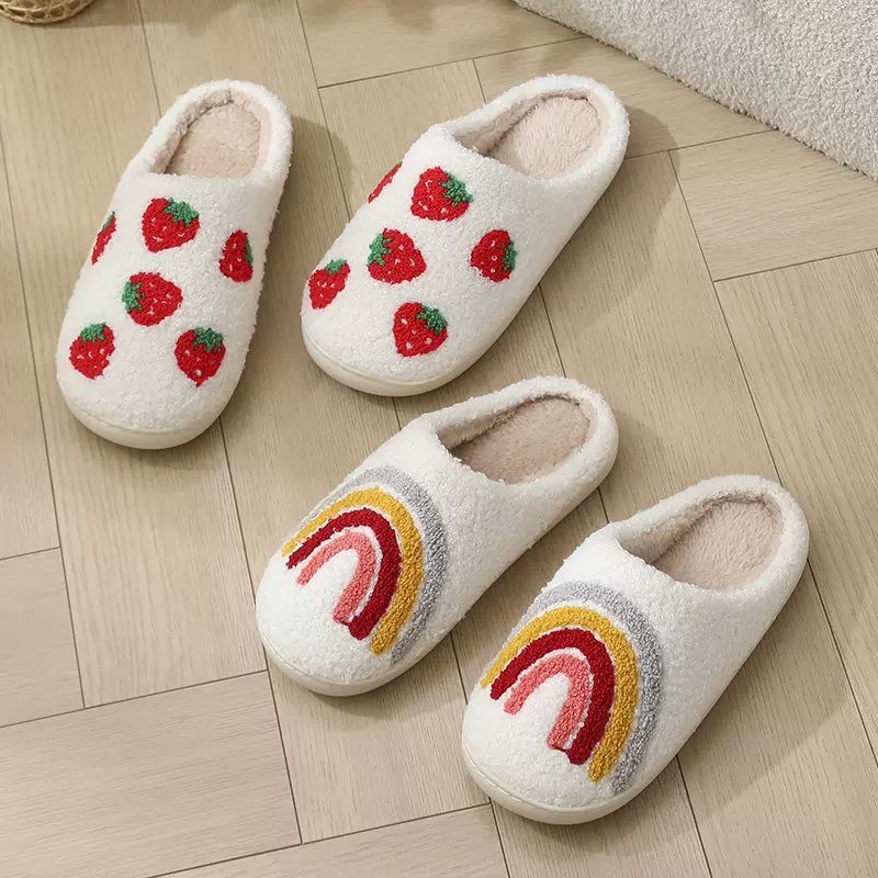 万圣节跨境爆款棉拖草莓冬季保暖棉爱心拖鞋情侣居家室内毛绒拖鞋