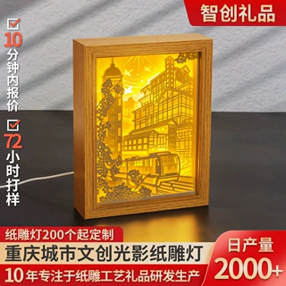 重庆文创礼品立体光影纸雕灯城市地标3d立体光影纸雕灯diy手工