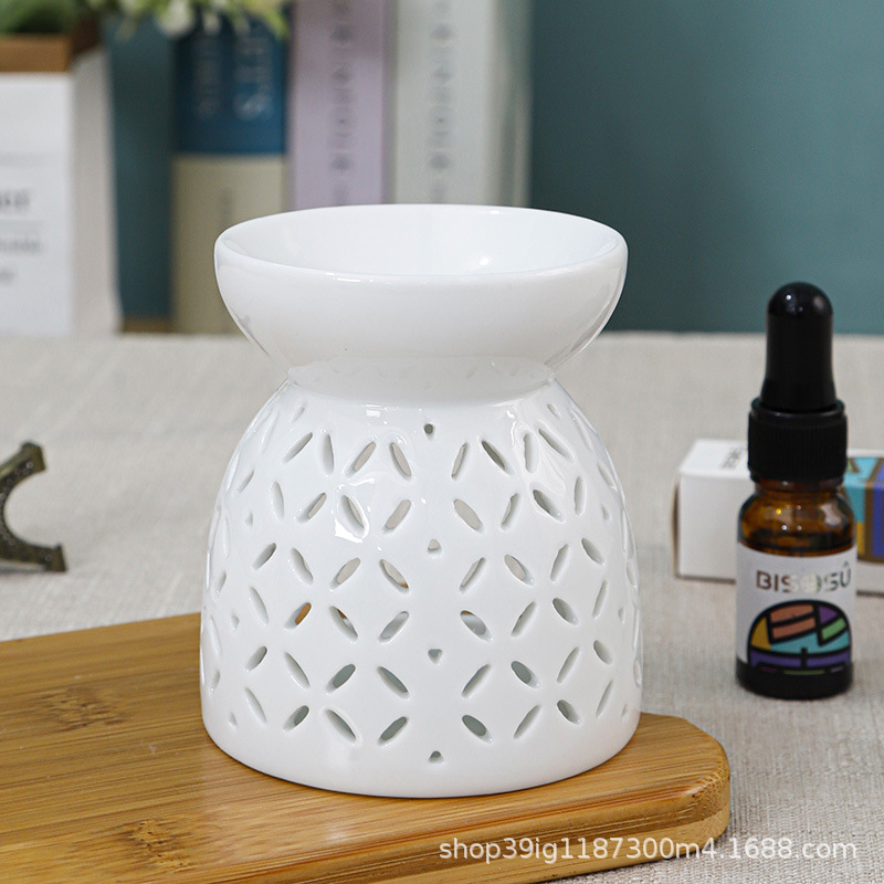 horno de aroma de cerámica transfronteriza vela hueca aceite esencial lámpara de aroma creativa hogar azul porcelana lámpara de noche artesanía