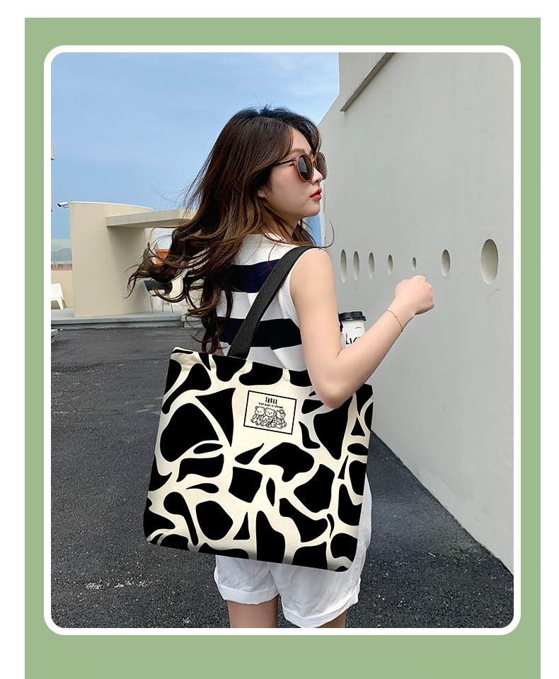 Femmes Mode Motif Vache Toile Sac De Courses display picture 1