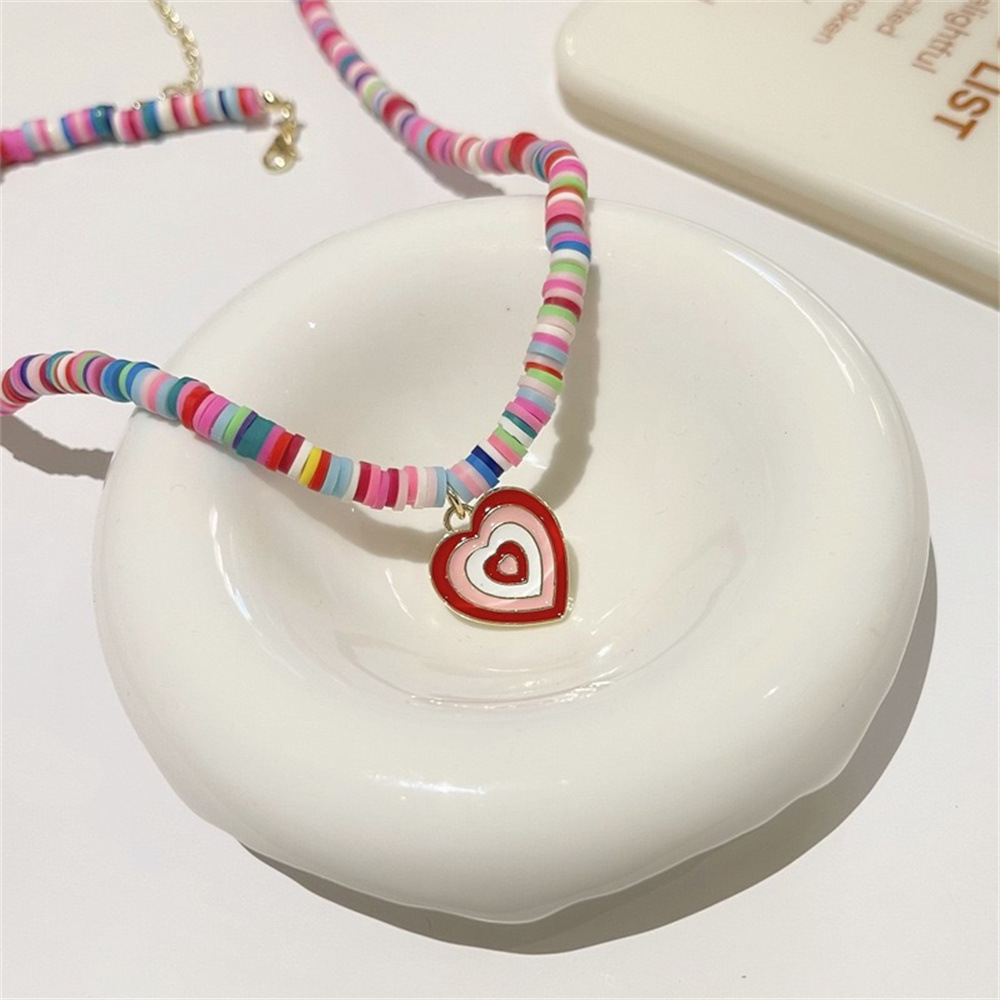 Sweet Heart Shape Alloy Rubber Wholesale Pendant Necklace display picture 5