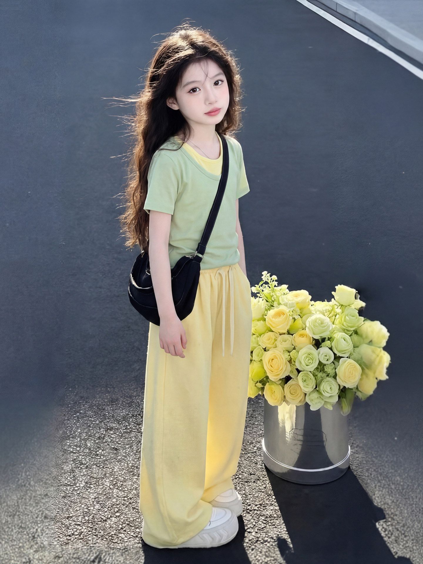Mädchen Kleidung Set Sommer T-shirt Mit Sonnenschutz Und Hose_voghion.com