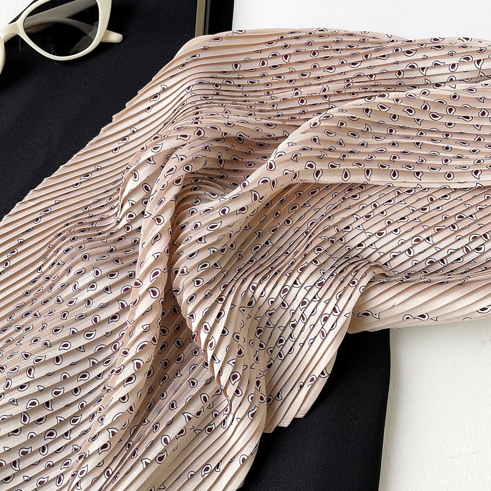 Women's Pleated Silk Scarf Leopard Print Satin Neckerchief Style_voghion.com