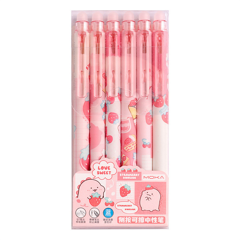 6 bolígrafo borrable de presión creativo para regalos de estudiantes de primaria de alto valor facial 0.5 bolígrafo borrable caliente al por mayor bolígrafo neutro