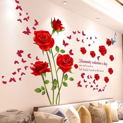 Floral Wall Decal for Bedroom Warm Room Decor Living Room Background Wall Wallpaper Self Adhesive Headboard Wall Wallpaper