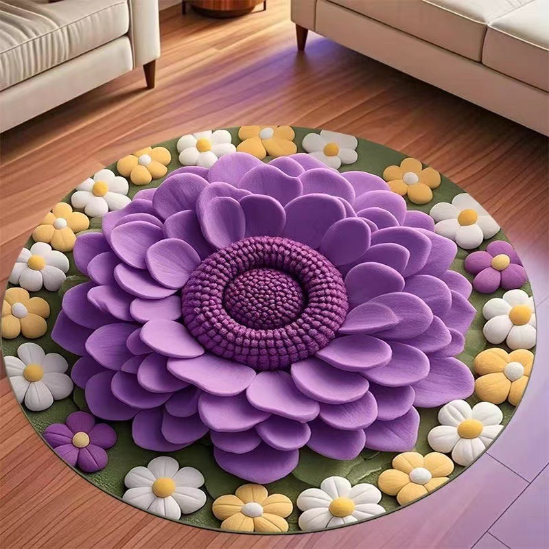 New Chinese Style Large Flower Crystal Velvet Bedroom Decorative Blanket Living Room Carpet Coat and Hat Partition Cool Carpet Coffee Table Decorative Floor Mat