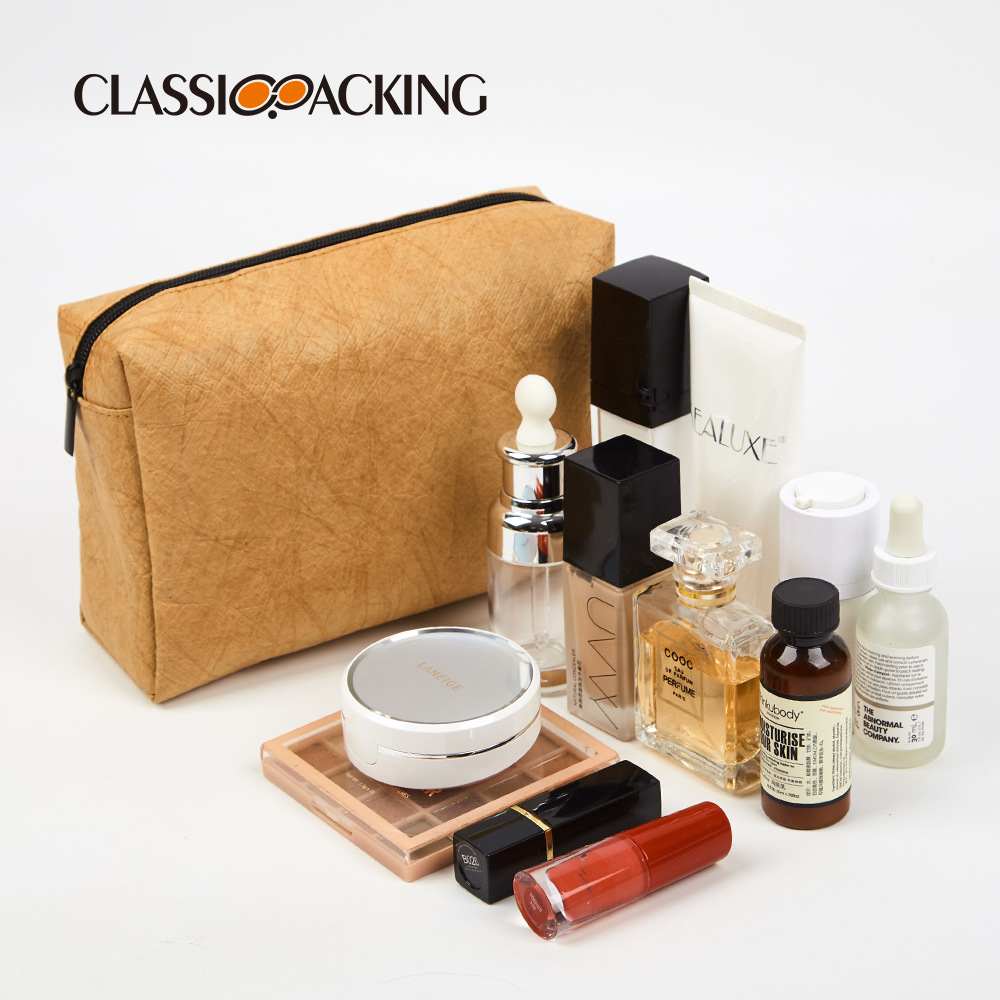 Bolsa de almacenamiento de papel DuPont de tres piezas al por mayor de fábrica Bolsa de cosméticos impermeable resistente al desgaste multifuncional simple con logotipo impreso