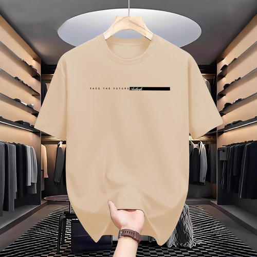 Men's Pure Cotton Casual Loose Fit Large Letter Print Crew Neck Short Sleeve T-Shirt Top Streetwear Suitable For Both Men And Women