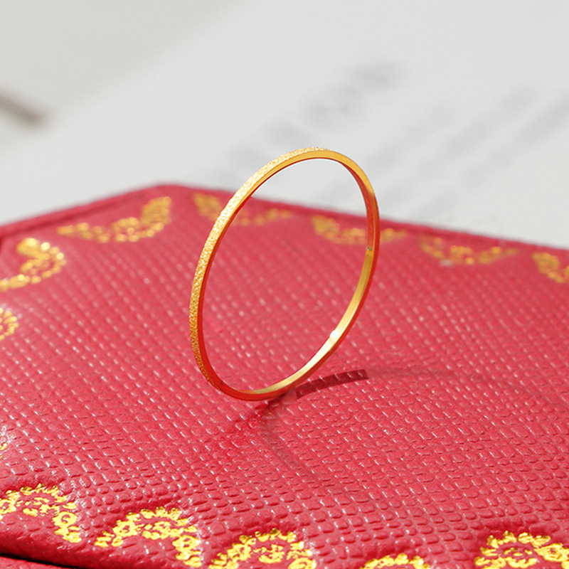 Non-Fading Ultra-Fine Sand-Pressed Ring, Simple Plain Ring, Women's Accessible Luxury, High-End Niche Design, Titanium Steel Ring Tail Ring