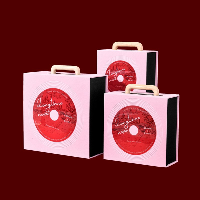 El amor tiene una caja de regalo de mano reverberante caja de mano de dama de honor caja de regalo de franela caja de dulces de boda caja de regalo de disco de gran capacidad