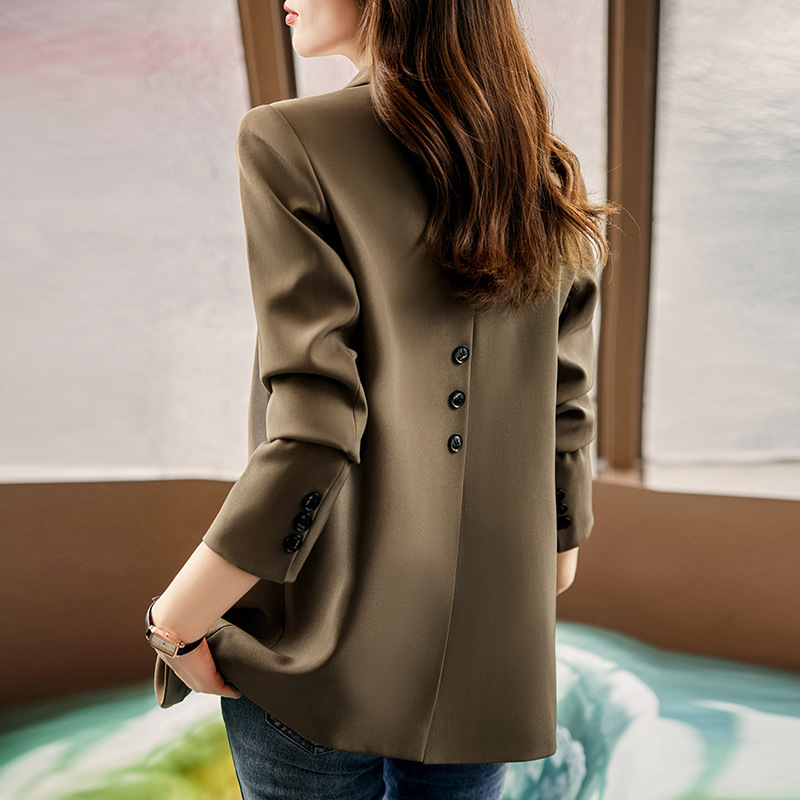 Temperament, Fashionable and High-End Suit Jacket for Women, Mid-Length Spring & Fall Long-Sleeved Slim Suit, Slim Fit Top for Small People