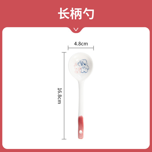 Bowl ins high-looking household Chaozhou ceramic bowl set small fresh dessert bowl children's rice bowl rice spoon set