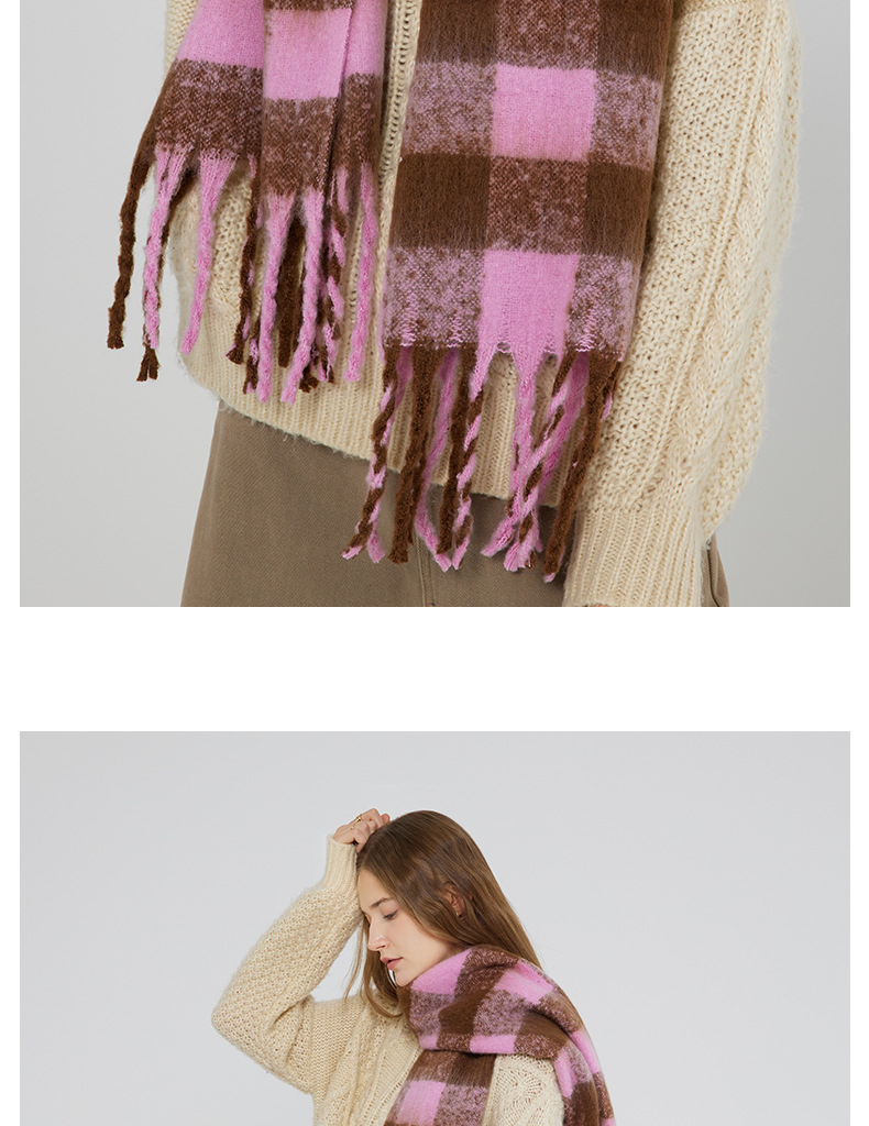 Bufanda mujer de imitación cachemira con estampado ajedrez invierno_voghion.com