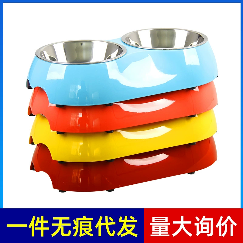 Нержавеющая сталь Pet Bowl кошка собака еда миска Размер зоотоваров собака цельный меламин двойной чаша
