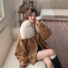 实拍美拉德大毛领短款派克羽绒服女冬季2025新款高级感鹿皮绒外套