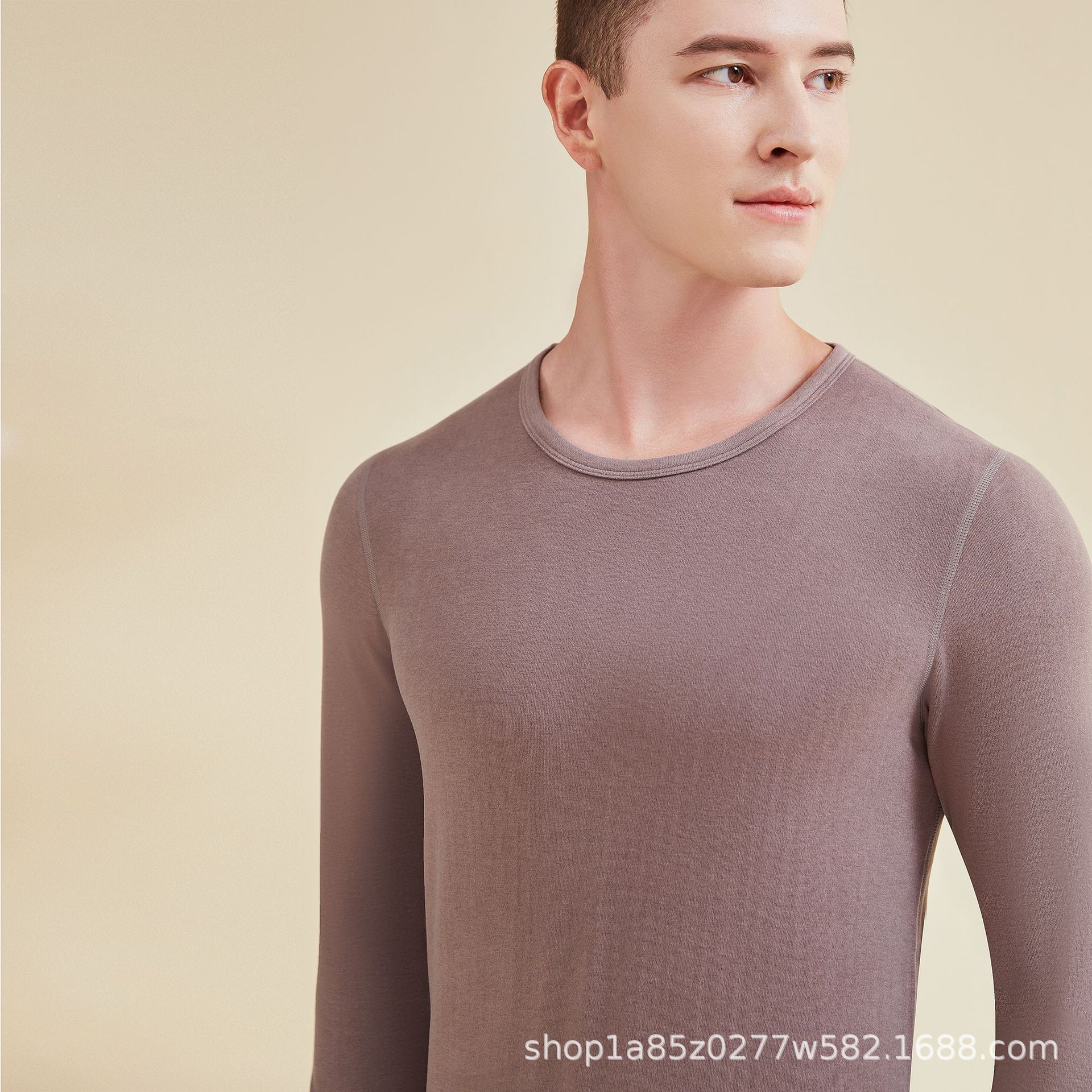 Spot nuevo traje térmico de fibra acrílica, pantalones de manga larga con cuello redondo para hombre, otoño e invierno, traje de ropa interior antibacteriana