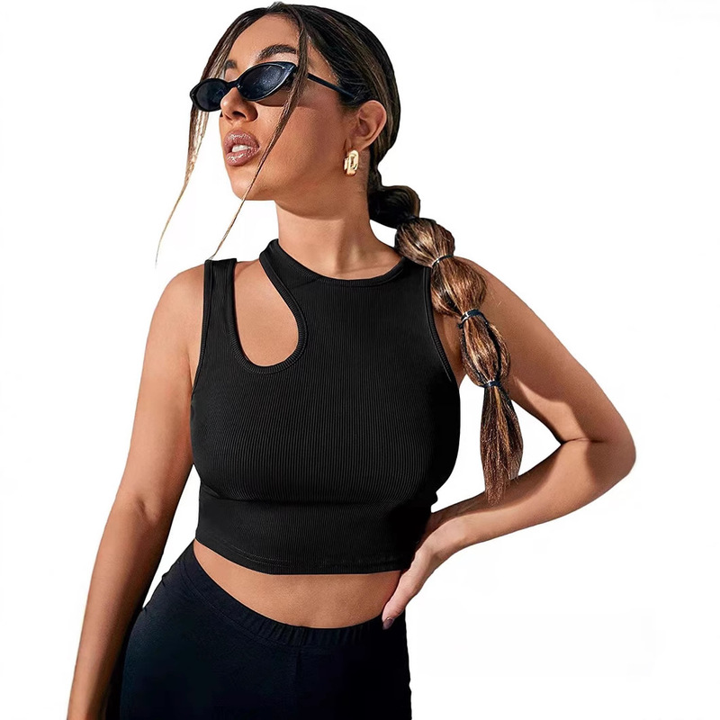 Amazon's Best-Selling Women's Hollow-Out Sleeveless Round-Neck Slim-Fit Ribbed Tank Top Crop Top T-Shirt Fashion