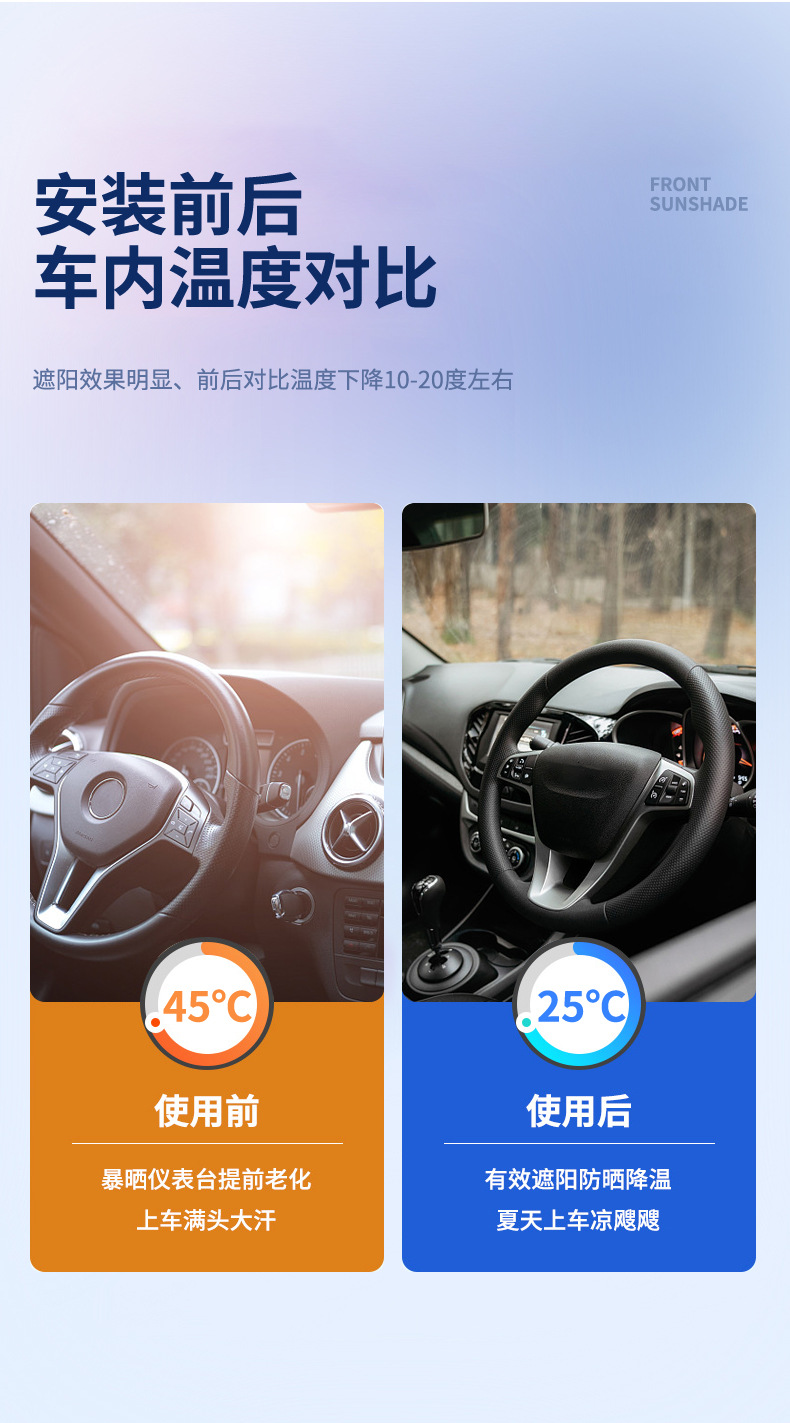夏季新品汽车遮阳帘前挡风玻璃防晒隔热遮阳挡罩车载车内遮阳伞详情4