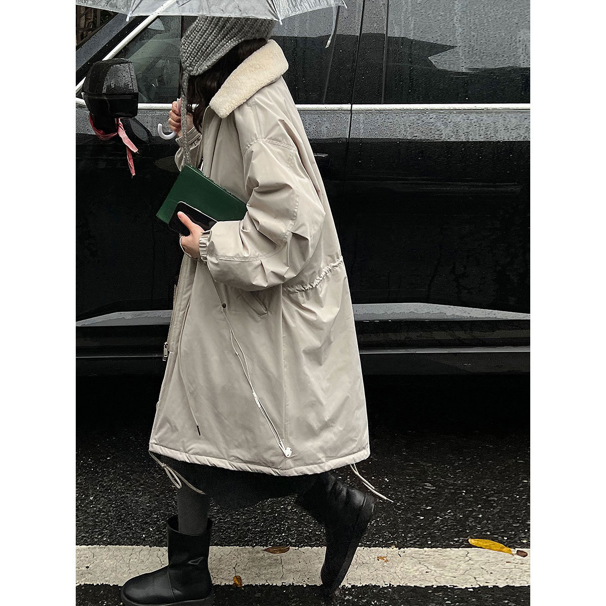 Ns Samsung 90 White Duck down Mid-Length Parka Women's Autumn and Winter British Style New Waist-Cinching down Jacket 89009