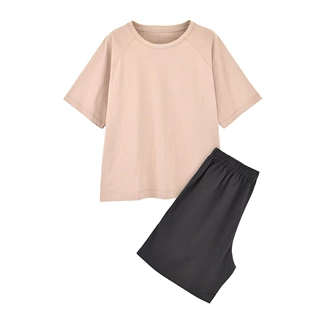 【13%专票】良品粗棉线天竺编织 無印亦有短袖短裤家居服睡衣套装
