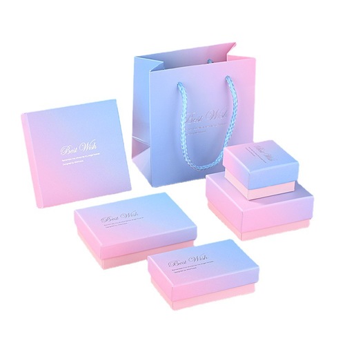 ins texture jewelry box gradient color creative packaging carton ring earrings necklace bracelet jewelry box