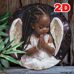 Cross-Border Angel Boy Round 2D Flat Wall Hanging Art Disc Acrylic Home Wall Decoration Chain Pendant
