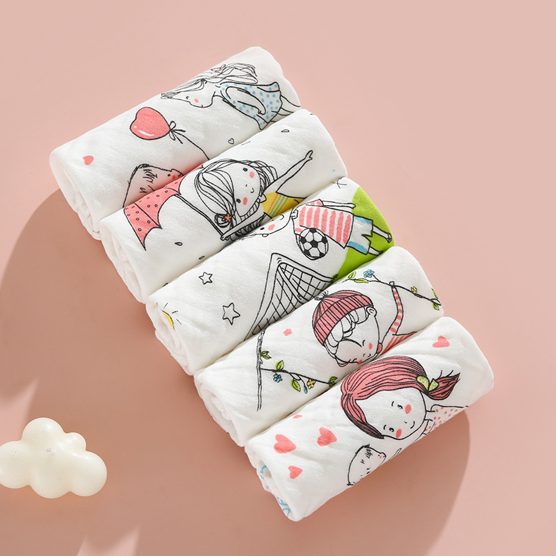 Toallas cuadradas tipo A gaza de algodón absorbente de agua transpirable impresión de lavado facial toallas cuadradas toallas para niños recién nacidos