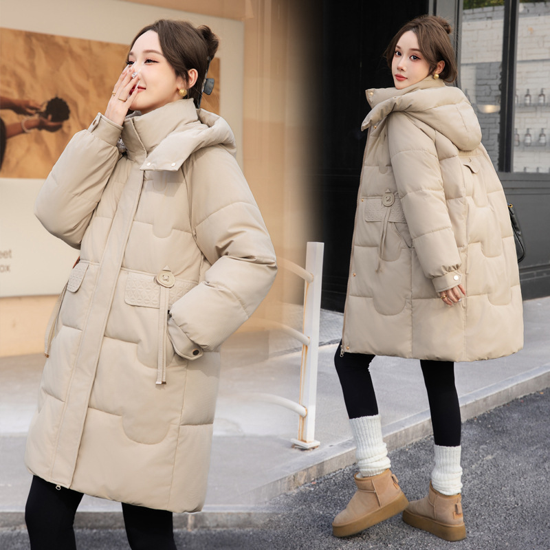 Águacate 2025, ropa de algodón coreana de invierno grande nuevo bolsillo grande, ropa de algodón suelta coreana de tamaño largo image 7