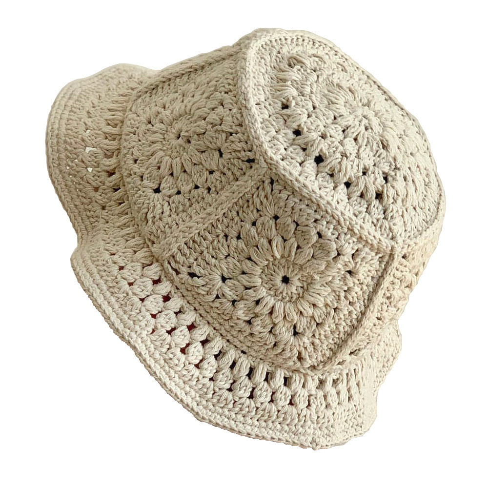 欧美纯手工钩编复古拼花帽四季时尚文艺针织花朵毛线手钩棉线帽子