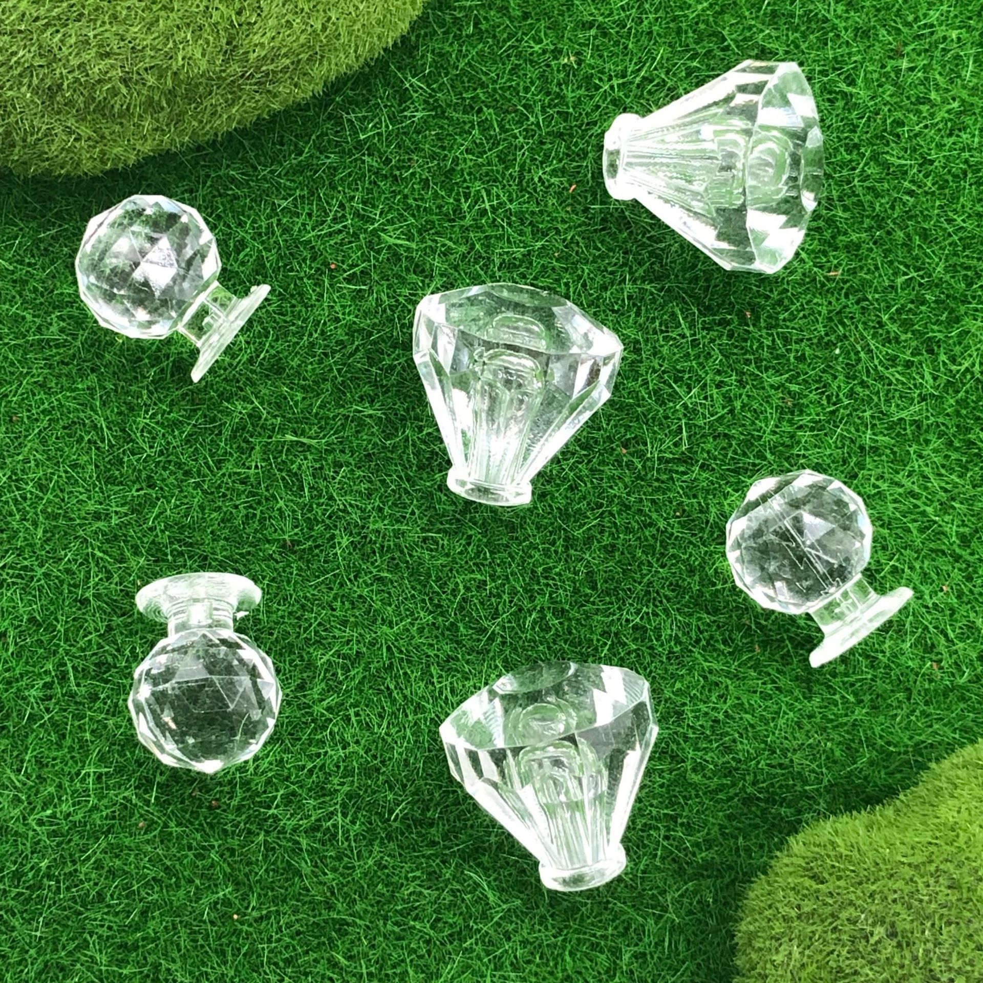 亚克力收纳盒拉手透明水晶三角塑料把手抽屉柜子盒提手工厂批发