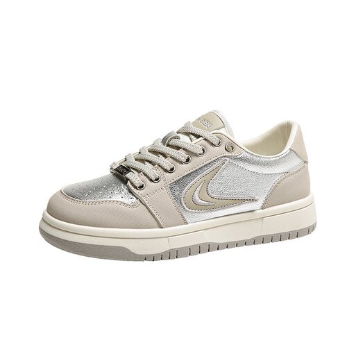 Niche retro silver sneakers for women ins trend  new design breathable flat-soled American sports and casual shoes
