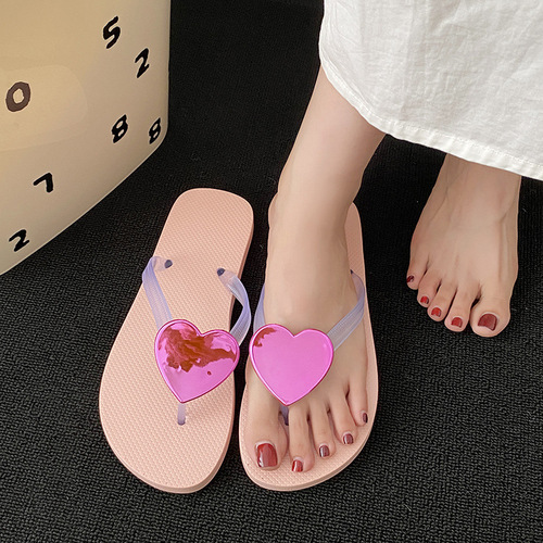 Women's Slip-On sandals, unisex, new summer thick-soled, fashionable, open-toe, heart-shaped, breathable and lightweight