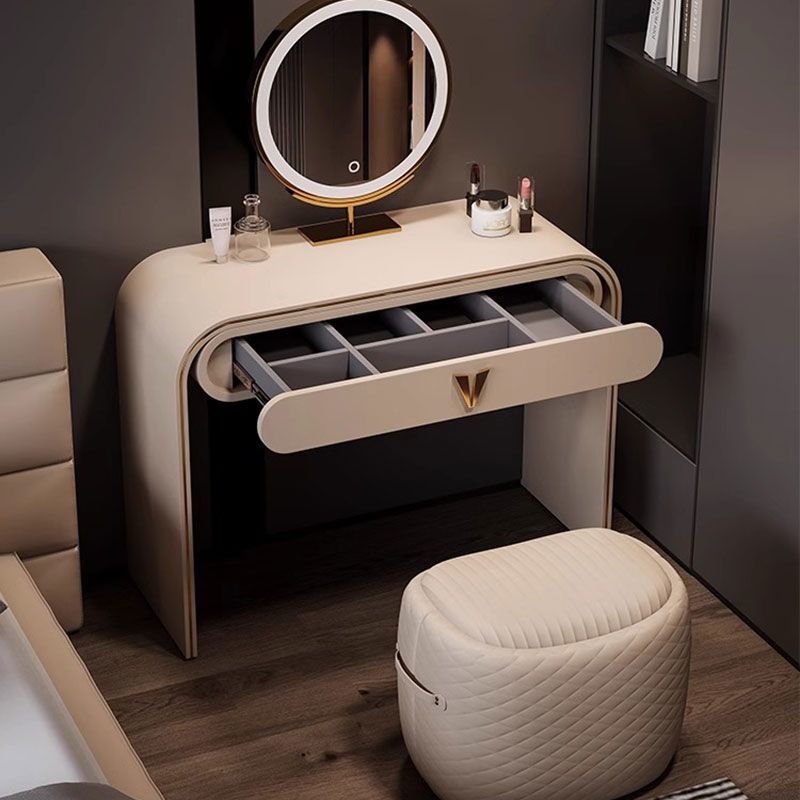Italian Light Luxury Dressing Table Small Apartment Minimalist One-Piece Dressing Table Cream Style Bedroom Solid Wood Dressing Table Storage