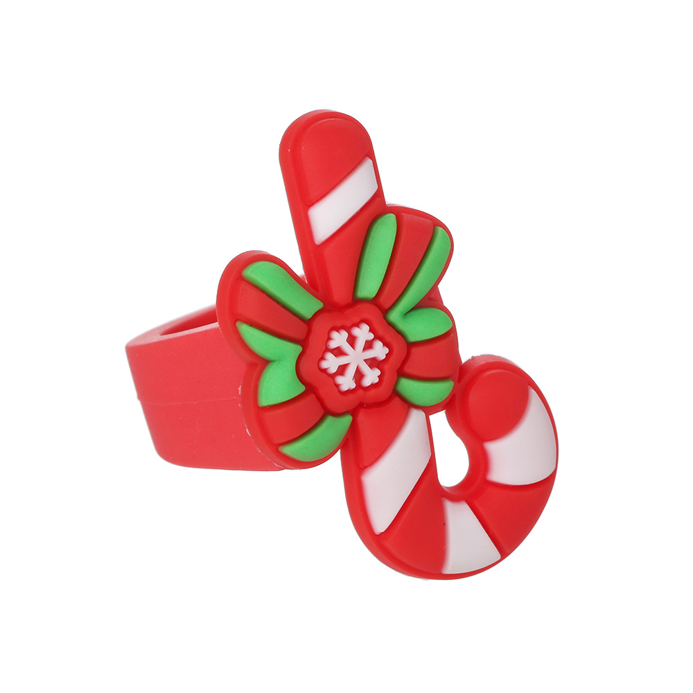 Cartoon Style Santa Claus PVC Epoxy Kidu0027S Rings 1 Piece