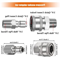 高圧水ガン内糸外糸アダプタステンレスNPT3/8ワンタッチコネクタPAポット部品変換器3d