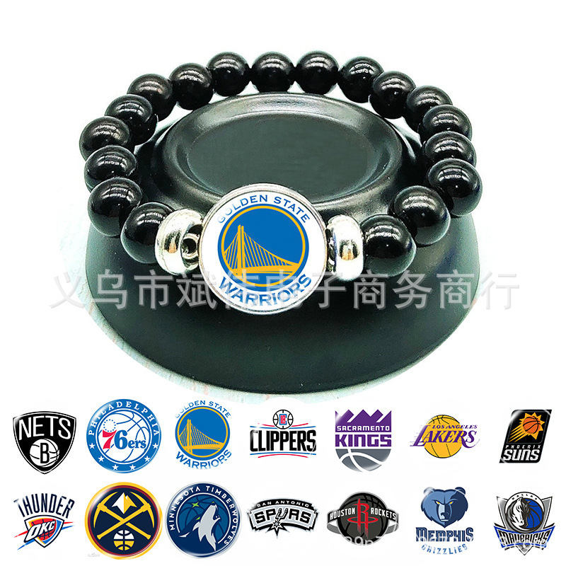 Foreign trade jewelry nba team logo bracelet resin beads Time Gem diy beaded bracelet handmade