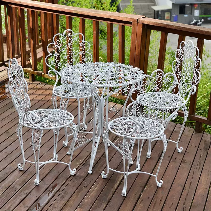 户外铁艺创意桌椅阳台庭院休闲桌椅婚庆美妆咖啡奶茶服装店桌椅