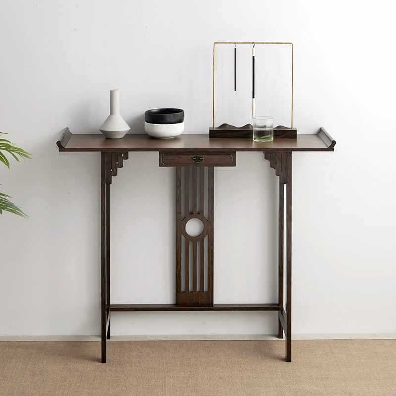 新中式玄關桌實木窄長條案現代簡約靠牆玄關案台供奉桌端景台輕奢
