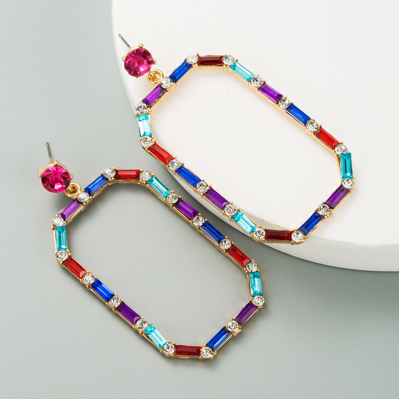 Alloy Ear Needle Material Fashion Flower Diamond Alloy Artificial Gemstones Earrings