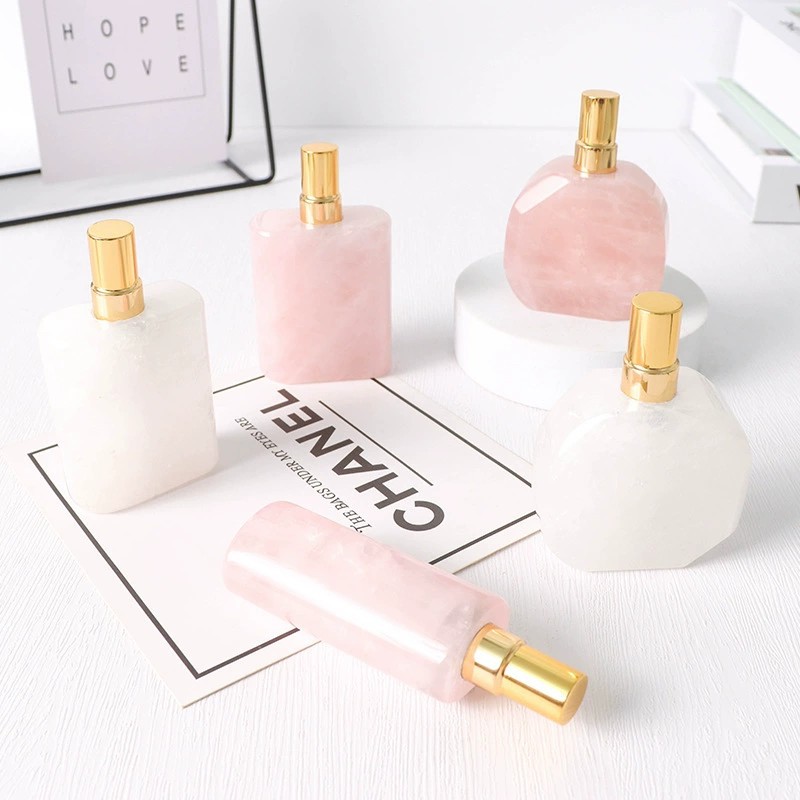 天然水晶香水瓶紫水晶白水晶原石香薰精油瓶卧室装饰品摆件厂批发