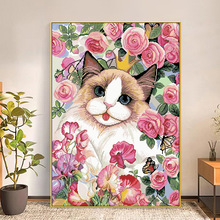 十字绣厂家抖音快手小红书一件代发2025新款线绣客厅卧室玫瑰猫咪